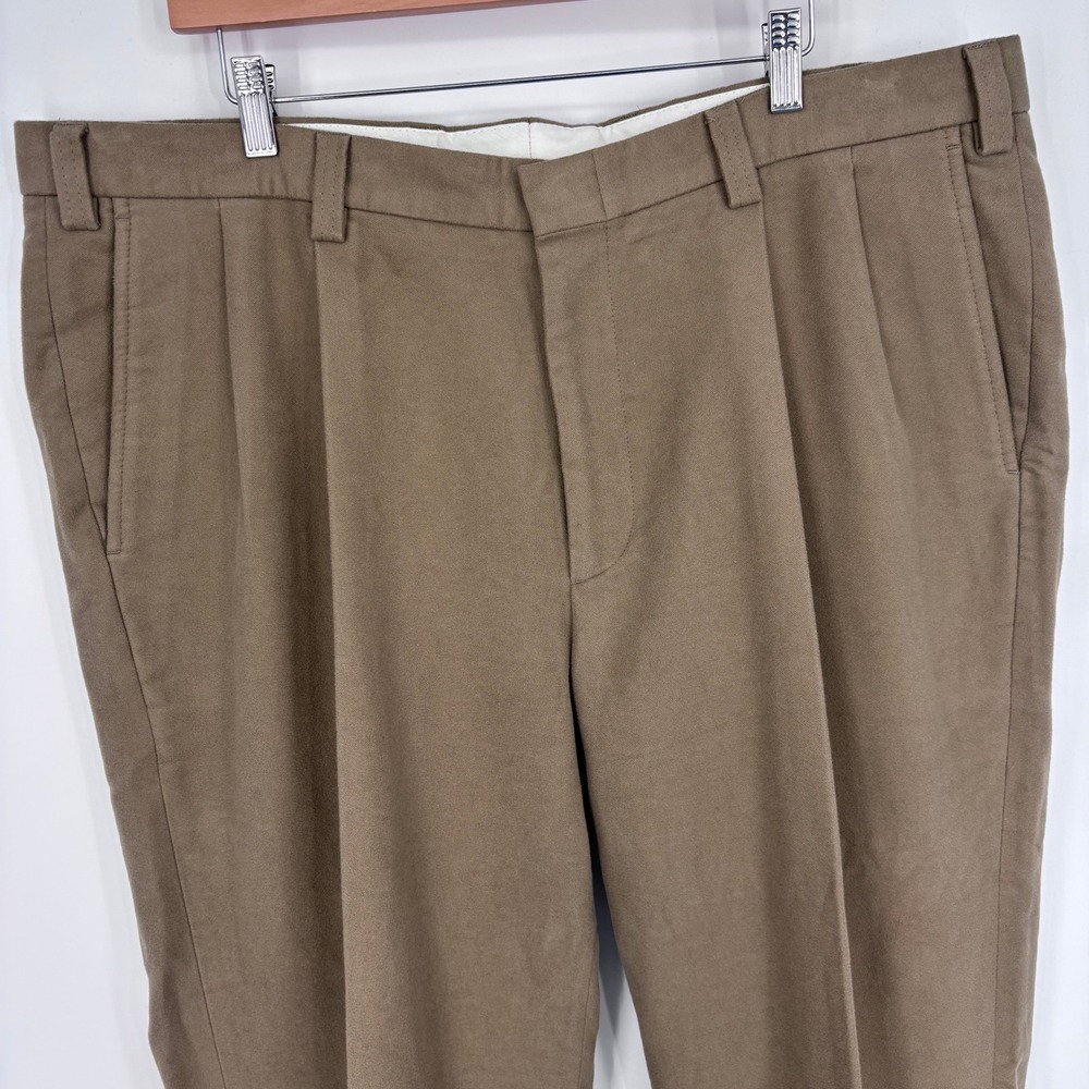 Orvis Pleated Chino Pants Mens 42x25 Brown Cotton‎ Cuffed Made In Portugal
